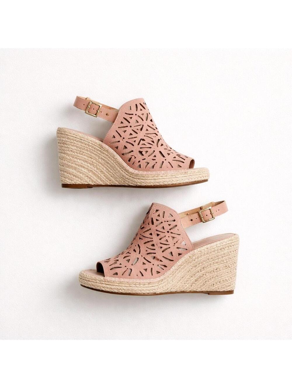 Seychelles Juant Women's Platform Wedge Espadrille Sandal Pink Suede Cut Out 10